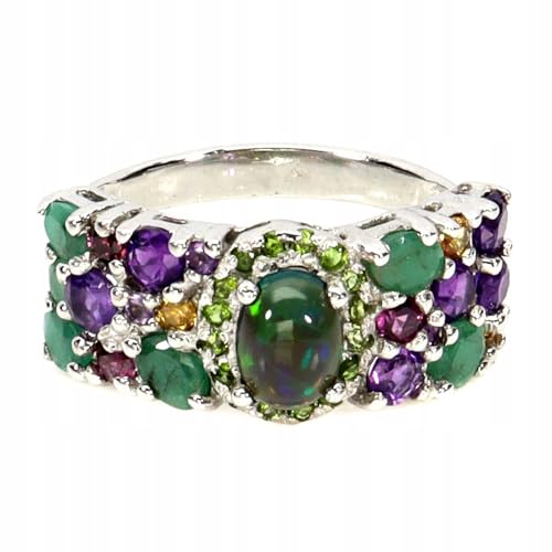 Ring 925 Natur Smaragde Amethyst Saphir Schwarz Opal r 15.5, Single Ring 925 Natur Smaragde Amethyst Saphir Schwarz Opal r 15.5, Single von Generic
