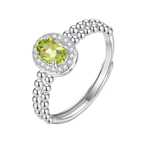 Ring Damen Silber 925 Natürlicher Edelstein Topas Rubin Halo Ring Für Frauen Geburtsstein Band Verstellbar Verlobung Hochzeit Jahrestag Band Geschenke Mit Box Peridot von Generic