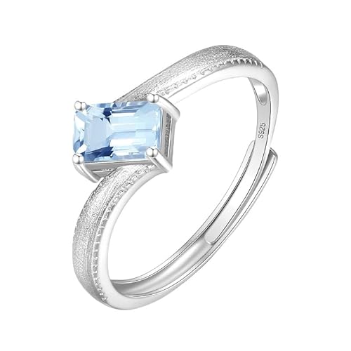 Ring Damen Silber 925 Saphir Verlobungsringe Für Frauen Natürlicher Edelstein Stapelbares Band Verstellbar Simulierter Diamant Versprechens Ehering Für Sie Topas von Generic