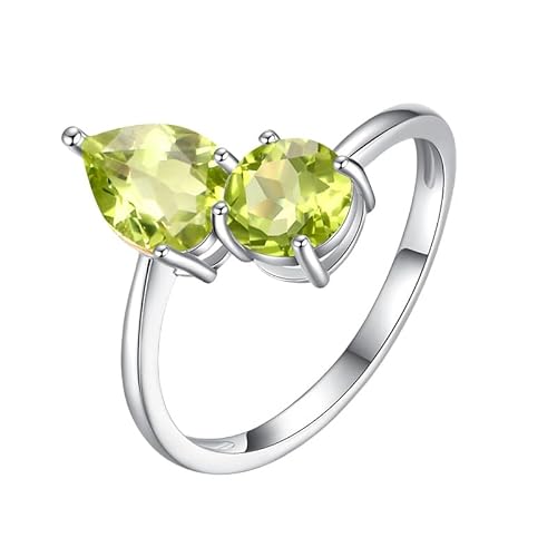 Ring Damen Silber 925 Silberne Verlobungsringe Im Birnenschliff Für Sie Echter Natürlicher Edelstein Versprechen Jahrestag Ewigkeit Eheringe Für Frauen Geschenk Mit Box Peridot von Generic