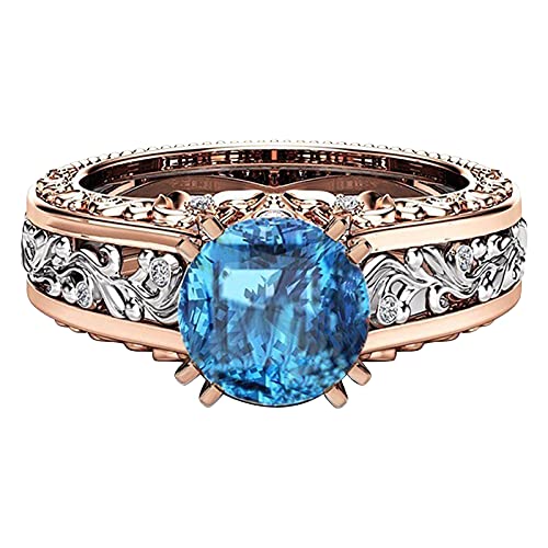 Ring Geschenk 14 Karat Trennung Damenring vergoldete Farbe Rose Legierung Schmuck Ringe Der Ringe Wandbild (Blue, 10) von Generic