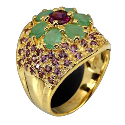 Ring Granate 925 Silber Smaragd r 17 von Generic