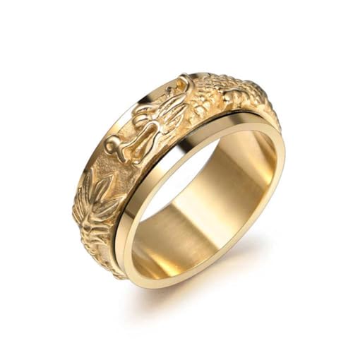 Ring Man, Punk drehbarer Ring, Hip-Hop vergoldeter Drachenring, chinesischer Stil Titan Stahl Schmuck (A) von Generic