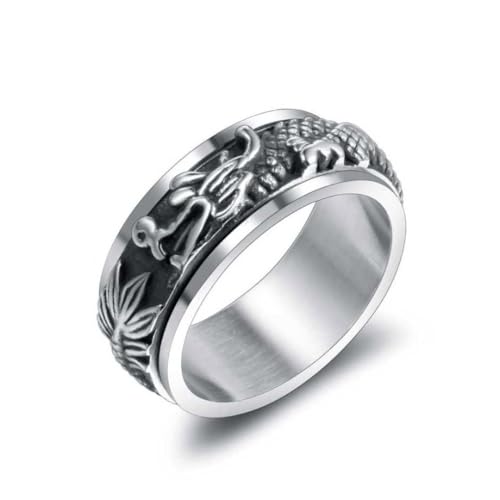 Ring Man, Punk drehbarer Ring, Hip-Hop vergoldeter Drachenring, chinesischer Stil Titanstahl Schmuck (B) von Generic