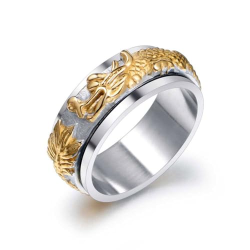 Ring Mann, Punk drehbarer Ring, Hip-Hop vergoldeter Drachenring, chinesischer Stil Titanstahl Schmuck (C) von Generic