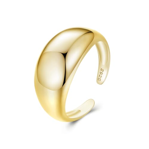 Ring Schmuck, S925 Sterling Silber Chunky Dome Stapelbarer verstellbarer offener Ring Schmuck für Frauen von Generic