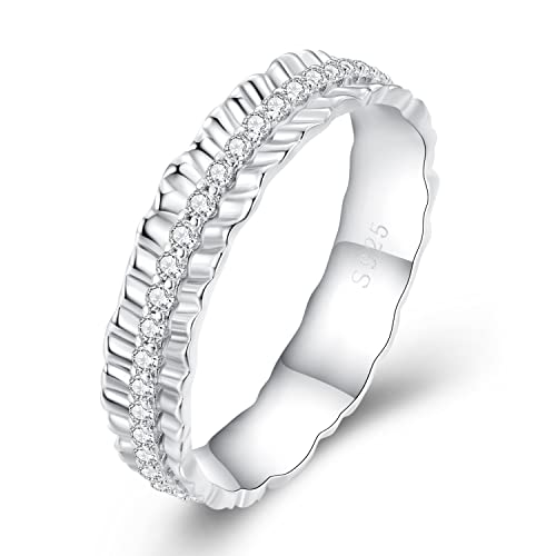 Ring Schmuck, S925 Sterling Silber vergoldet Ringe Zirkonia Spitze Falten Band Ringe für Frauen von Generic