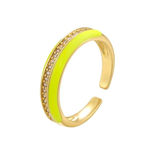 Ring Schmuck Frauen Emaille Öltropfen eingelegt Zirkonia Vintage zarte Dame offen verstellbaren Ring Ring Schmuck Frauen Emaille Öltropfen eingelegt Zirkonia Vintage zarte Dame offen verstellbaren Ring von Generic