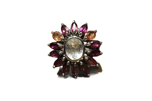 Ring Silber 925 Natur Aquamarin Rhodolith Saphire r 14.5, Single Ring Silber 925 Natur Aquamarin Rhodolith Saphire r 14.5, Single von Generic