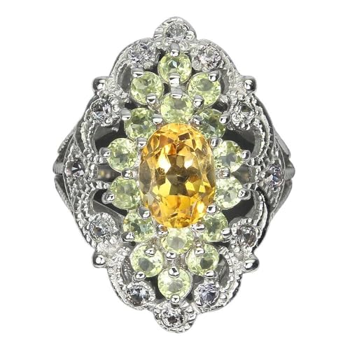 Ring Silber Olivine Saphir Citrin r 16, Single Ring Silber Olivine Saphir Citrin r 16, Single von Generic