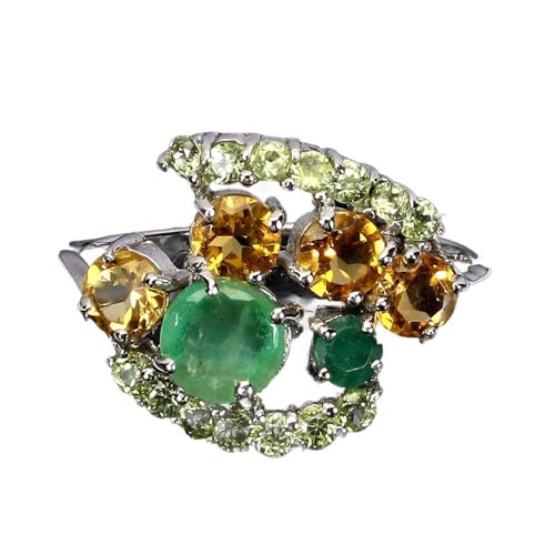 Ring Silber elegant Naturolivine Zitrone Smaragd r 18 von Generic