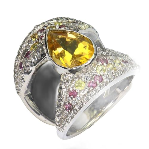 Ring Silber natur Granat Saphir Songea Citrin r 13, Single Ring Silber natur Granat Saphir Songea Citrin r 13, Single von Generic