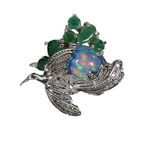 Ring Silber r 17.5 Natur Opal Feur Smaragde Vogel, Single Ring Silber r 17.5 Natur Opal Feur Smaragde Vogel, Single von Generic