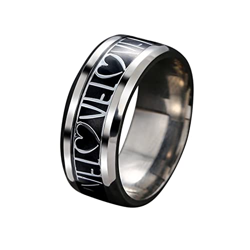 Ring Titan Geschenk Tag Edelstahl Liebe Paar Schmuck Stahl Valentinstag Herren Stahl Ringe Faltbare Ringe, Schwarz , 7 von Generic