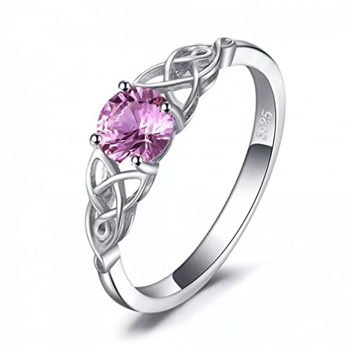Ring aus 925er-Sterlingsilber mit rosa Saphir für Damen, Verlobungsring, edler Schmuck, Geschenk von Generic