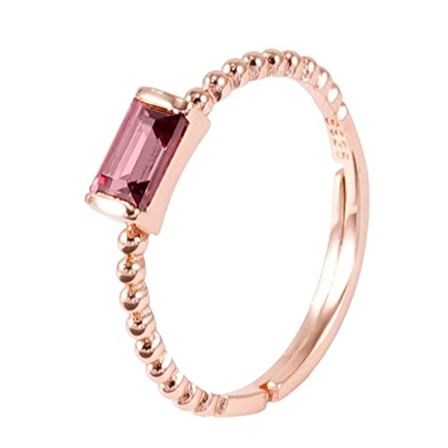 Ring aus S925-Sterlingsilber für Frauen, besetzt mit natürlichen Granaten, einfache Öffnung, farbiger Edelstein, Ribgs für Mutter, Ehefrau, Oma von Generic