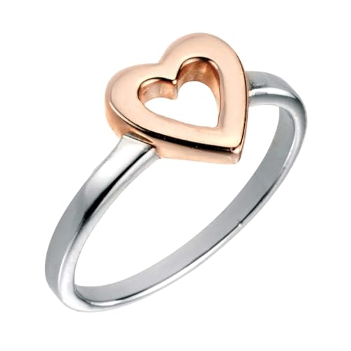 Ring mit Roségold offenes Herz, Rhodium & Rose Gold von Generic