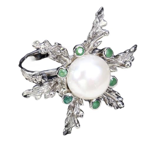 Ring r 15.5 Silber Natur Smaragd Perle, Single Ring r 15.5 Silber Natur Smaragd Perle, Single von Generic
