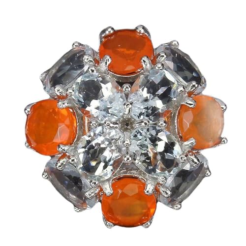 Ring r 16 Opal Orange Aquamarine 925, Single Ring r 16 Opal Orange Aquamarine 925, Single von Generic
