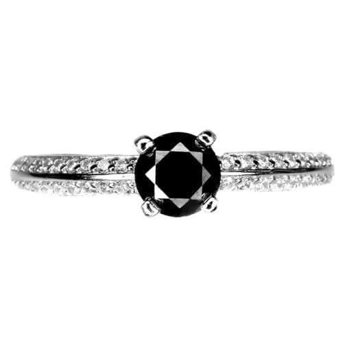Ring schwarz Diamant 0.6ct Silber 925 r14.5 von Generic