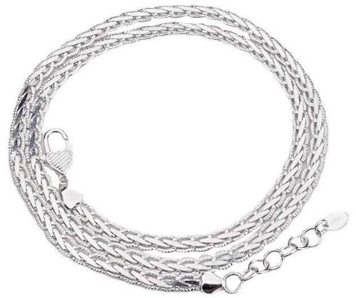 Ringe 925 Silber Twist Gewebte Halskette Hell Silberne Silberne Weiblicher Wind Einfacher Temperament Schlange Knochenknochen Trottel Kette, Geflochtene Halskette-41 cm von Generic