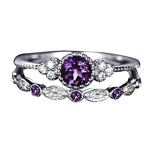 Ringe Blau Silber Diamantringe 9 Set Schmuckgröße Paar Moderinge Intimschmuck Ringe (Purple, One Size) von Generic