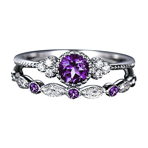Ringe Damen Größe 62 Diamantring Schmuck Ringe Damen Set Paar Paar 510 Mode Größe Ringe Geschwungene Ringe (Purple, One Size) von Generic