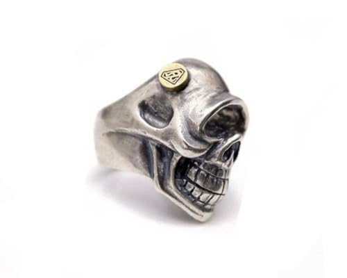 Ringe Motorradwind S925 Sterling Silber Alpine Dragon Schädel Ring Herren Breit Machen Alte Super -Domineering Koreanische Fingerring, 925 Silber, HK 21 von Generic