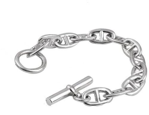 Ringe Schweinnasenarmband Mode 925 Silber Einfaches Glänzendes Paar Silberarmband, 925 Silber, 24 cm (tatsächliche Verkürzung von 0,5-1 cm) von Generic