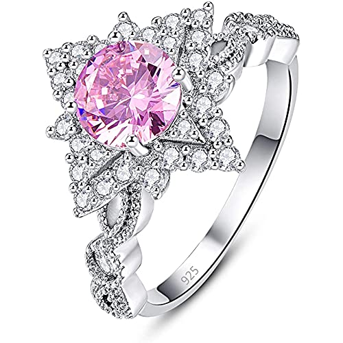 Ringe compatible with Machen Set Perlen geschaffene Frauen-gefüllte Ringe Paar Ringe Mit Gravur (Pink, 9) von Generic
