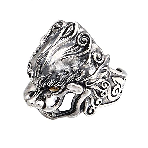 Ringe für Männer, 925er Sterlingsilber, offener Punk-Ring, Schmuck, Vintage, Glücksring, verstellbar (geeignete Größe: US-Größe 9–11) von Generic