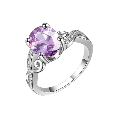 Ringhefter Pappe 2 Ringe Einfach Alle Ring Überzogen Lila Ei Ring frauen Ring Ringe Größe 47 (Purple, C) von Generic