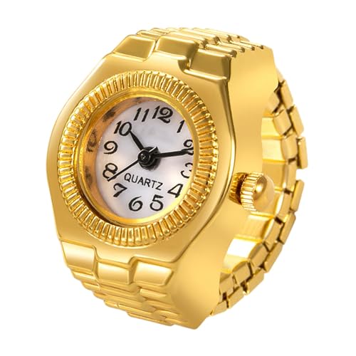 Ringuhr | Einfache -Fingeruhr | Kreative elastische runde Fingerring-Uhren, elastische Retro-Ringuhr für Männer und Frauen, für den täglichen Gebrauch, Partyzubehör, Valentinstag, Abschlussfeier, von Generic
