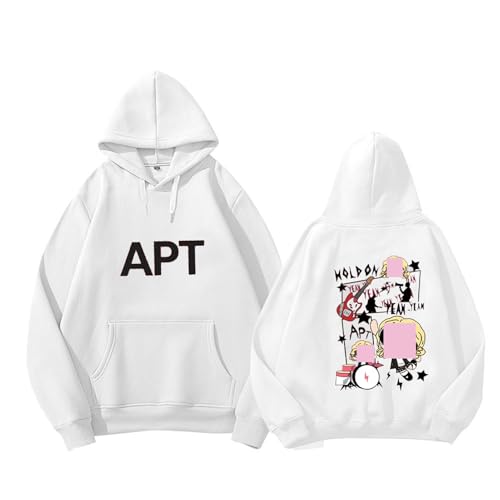 Ro-se Album Apt 2024 Blink Support Merch Bedrucktes Top -Kapuzenpullover aus Baumwolle(White-Fleece,M) von Generic