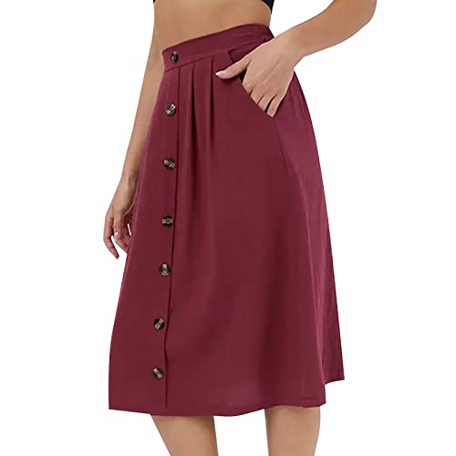 Rock Damen Knielang,Midirock Damen A Linie,Faltenrock Damen Hohe Taille Knopfleiste Lange Röcke Midi Herbst Elegant Plisseerock Einfarbig Freizeitrock Lässig Damenrock mit Taschen Casual Skirt Rock Damen Knielang,Midirock Damen A Linie,Faltenrock Damen Hohe Taille Knopfleiste Lange Röcke Midi Herbst Elegant Plisseerock Einfarbig Freizeitrock Lässig Damenrock mit Taschen Casual Skirt von Generic