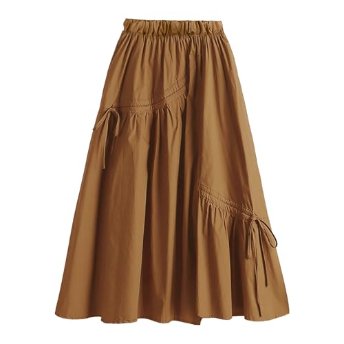 Rock Damen Lang Hohe Taille Skirt Sommer Maxirock Elegant A-Line Langrock Casual Elastische Röcke Sommerrock Damen Lang Elegant Hohe Taille Elastisch Boho Blumenrock A-Linie Freizeitrock Strandrock von Generic