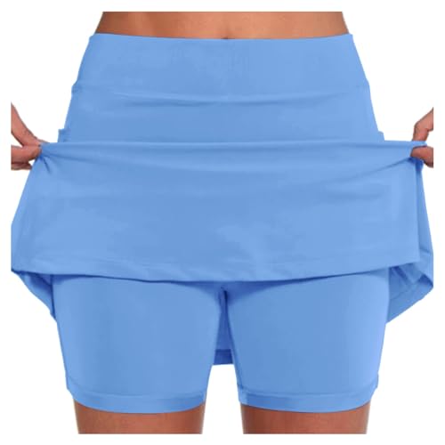 Rock Mit Hose Drunter Kurz 2 In 1 Shorts Rock Tennis Mit Short Integriert Sportrock Laufrock Running Wandern Laufen Hosenrock Golfrock Tennisrock Damen Mit Hose von Generic