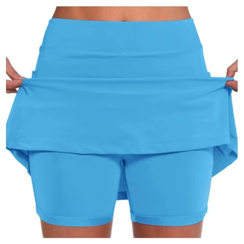 Rock Mit Hose Drunter Kurz 2 In 1 Shorts Rock Tennis Mit Short Integriert Sportrock Laufrock Running Wandern Laufen Hosenrock Golfrock Tennisrock Damen Mit Hose von Generic