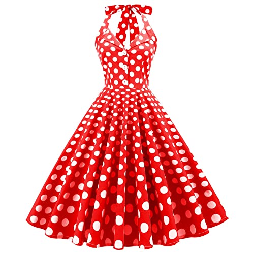 Rockabilly Kleider Damen große Größen Abendkleider Elegant Für Hochzeit Etuikleid Damen Vintage Kleider Damen Rockebillykleider Damen Hellblaues Kleid Rockabilly Kleider Rot S von Generic