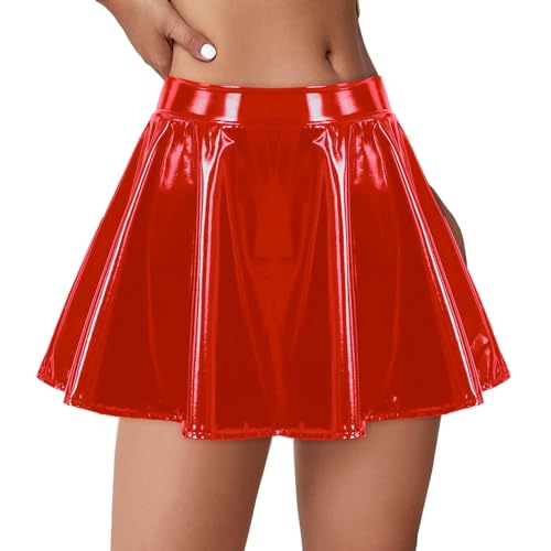 Röcke Wetlook Rock Damen Hohe Taille PU Leder Kunstleder Minirock Stretch Lederrock Mini Faltenrock Kurz Skirts for Women Lack Rock Rot M Röcke Wetlook Rock Damen Hohe Taille PU Leder Kunstleder Minirock Stretch Lederrock Mini Faltenrock Kurz Skirts for Women Lack Rock Rot M von Generic