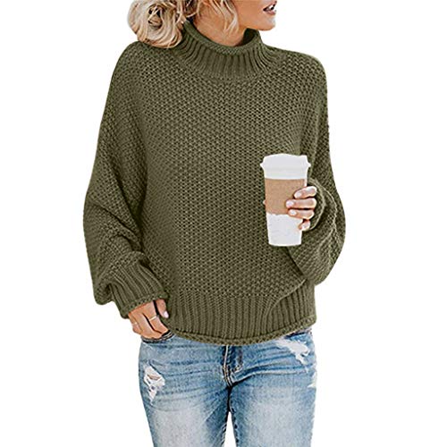 Rollkragenpullover Damen, Strickpullover Damen Oversize Grobstrick-Pullover Damen Langarm Elegant Winterpullover Vintage Grobstrickpullover Oversize Sweatshirt Strickpulli Sweater LäSsig Outwear von Generic