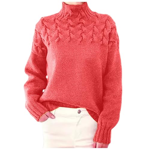 Rollkragenpullover Damen,Cashmere Pullover Damen Winter Warm Elegant Strickpullover Oversize Langarm Pulli Sweatshirt Einfarbig Casual Rollkragenshirt Winterpullover Oberteile von Generic