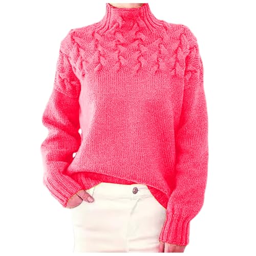 Rollkragenpullover Damen,Cashmere Pullover Damen Winter Warm Elegant Strickpullover Oversize Langarm Pulli Sweatshirt Einfarbig Casual Rollkragenshirt Winterpullover Oberteile von Generic