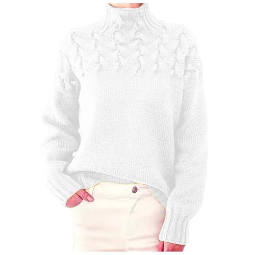 Rollkragenpullover Damen,Cashmere Pullover Damen Winter Warm Elegant Strickpullover Oversize Langarm Pulli Sweatshirt Einfarbig Casual Rollkragenshirt Winterpullover Oberteile von Generic