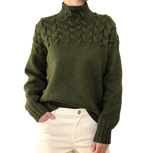 Rollkragenpullover Damen,Cashmere Pullover Damen Winter Warm Elegant Strickpullover Oversize Langarm Pulli Sweatshirt Einfarbig Casual Rollkragenshirt Winterpullover Oberteile von Generic