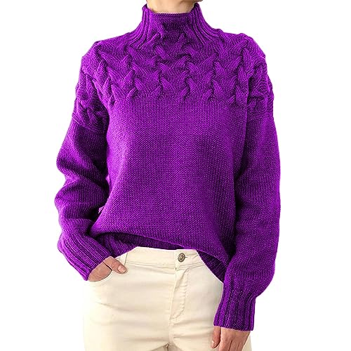 Rollkragenpullover Damen,Cashmere Pullover Damen Winter Warm Elegant Strickpullover Oversize Langarm Pulli Sweatshirt Einfarbig Casual Rollkragenshirt Winterpullover Oberteile von Generic