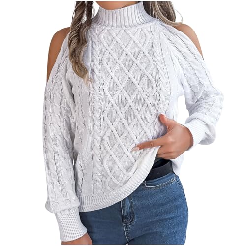 Rollkragenpullover Damen Dicke Lockere Passform Kuschelpullover Stilvoller Frauen Winterpullover Elegant Leichte Damenpullover Modische Warme Langarmshirts Damenpullover Musselin Bluse von Generic