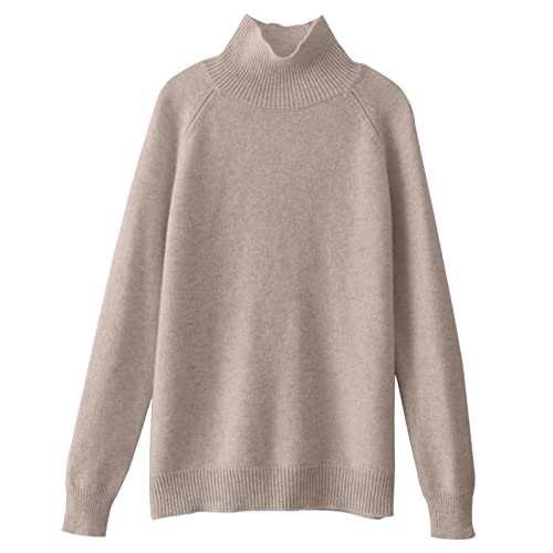 Rollkragenpullover Damen Elegant Langarmshirt Pullover Strickpullover Locker Gestrickt Turtleneck Grobstrickpullover Sweatshirt Winter Bequem Einfarbig Pullover Teenager Mädchen von Generic
