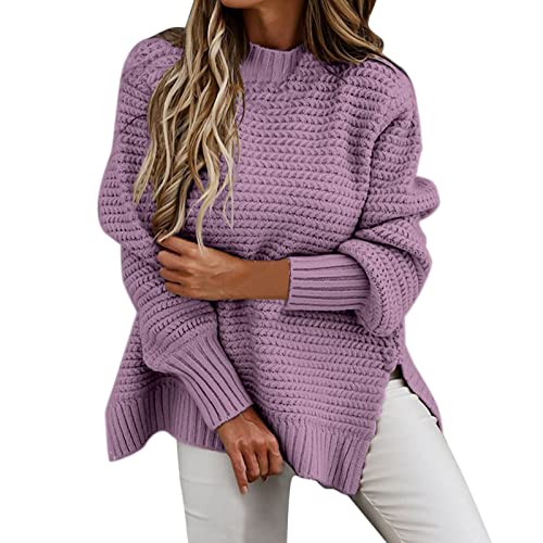 Rollkragenpullover Damen Lang Winter Dicke Warmer Strickpullover für Leggings Basic Enfarbige Elegant Pulli Italienische Mode Elegant Winterpullis von Generic