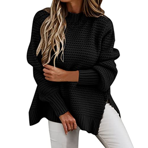 Rollkragenpullover Damen Lang Winter Dicke Warmer Strickpullover für Leggings Basic Enfarbige Elegant Pulli Italienische Mode Elegant Winterpullis von Generic